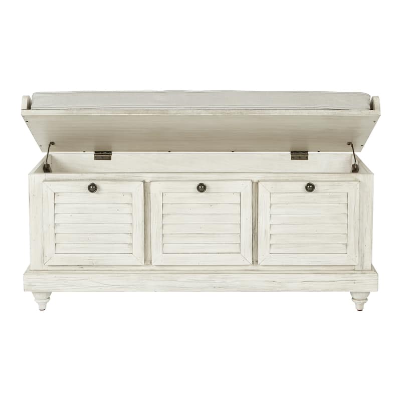 Dover White Wash Entryway Storage Bench