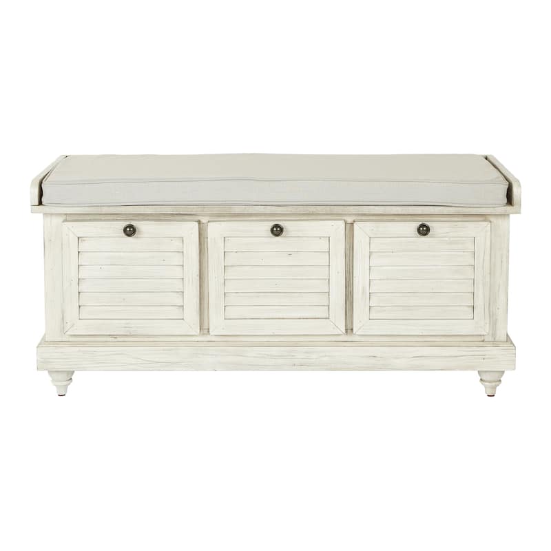Dover White Wash Entryway Storage Bench