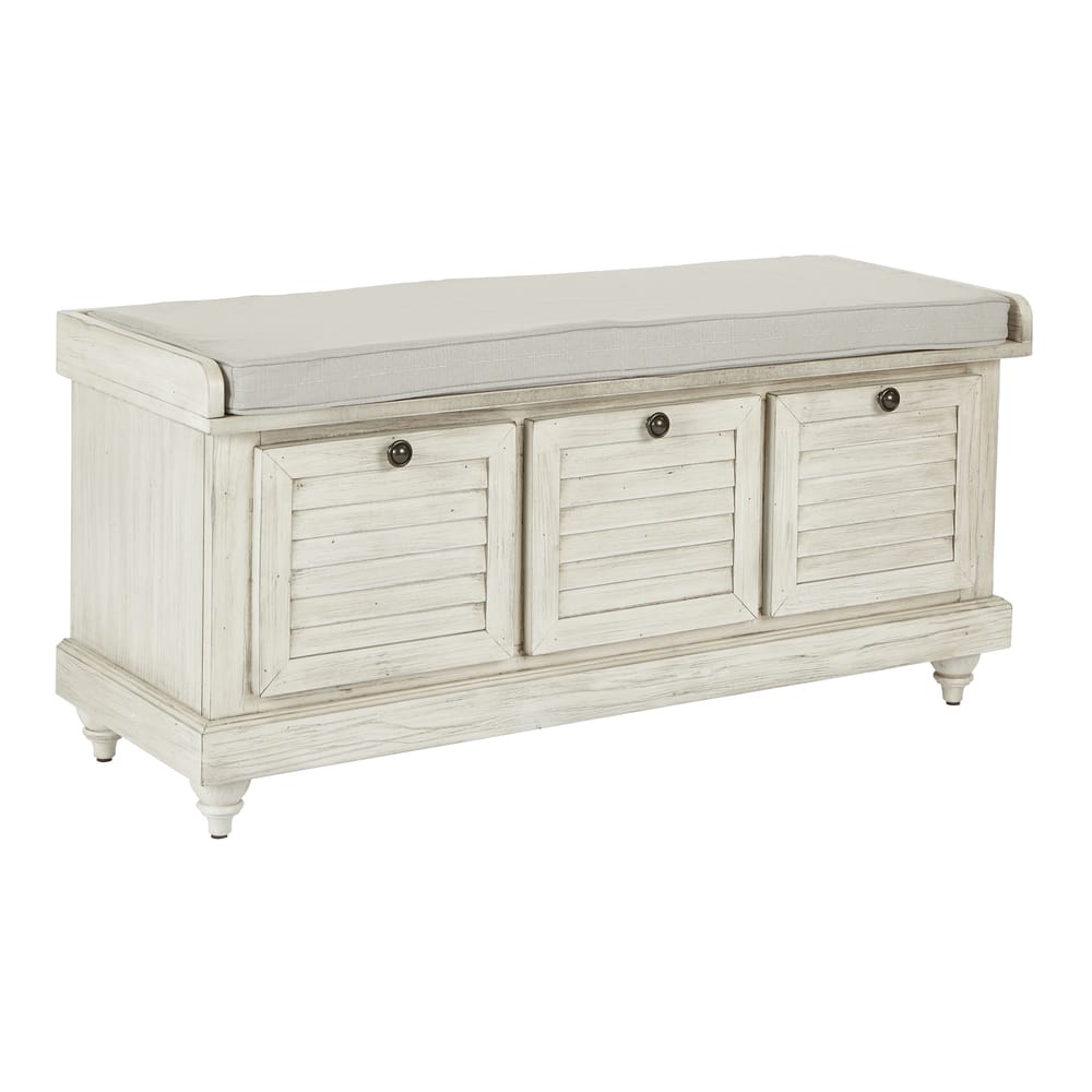 Dover White Wash Entryway Storage Bench