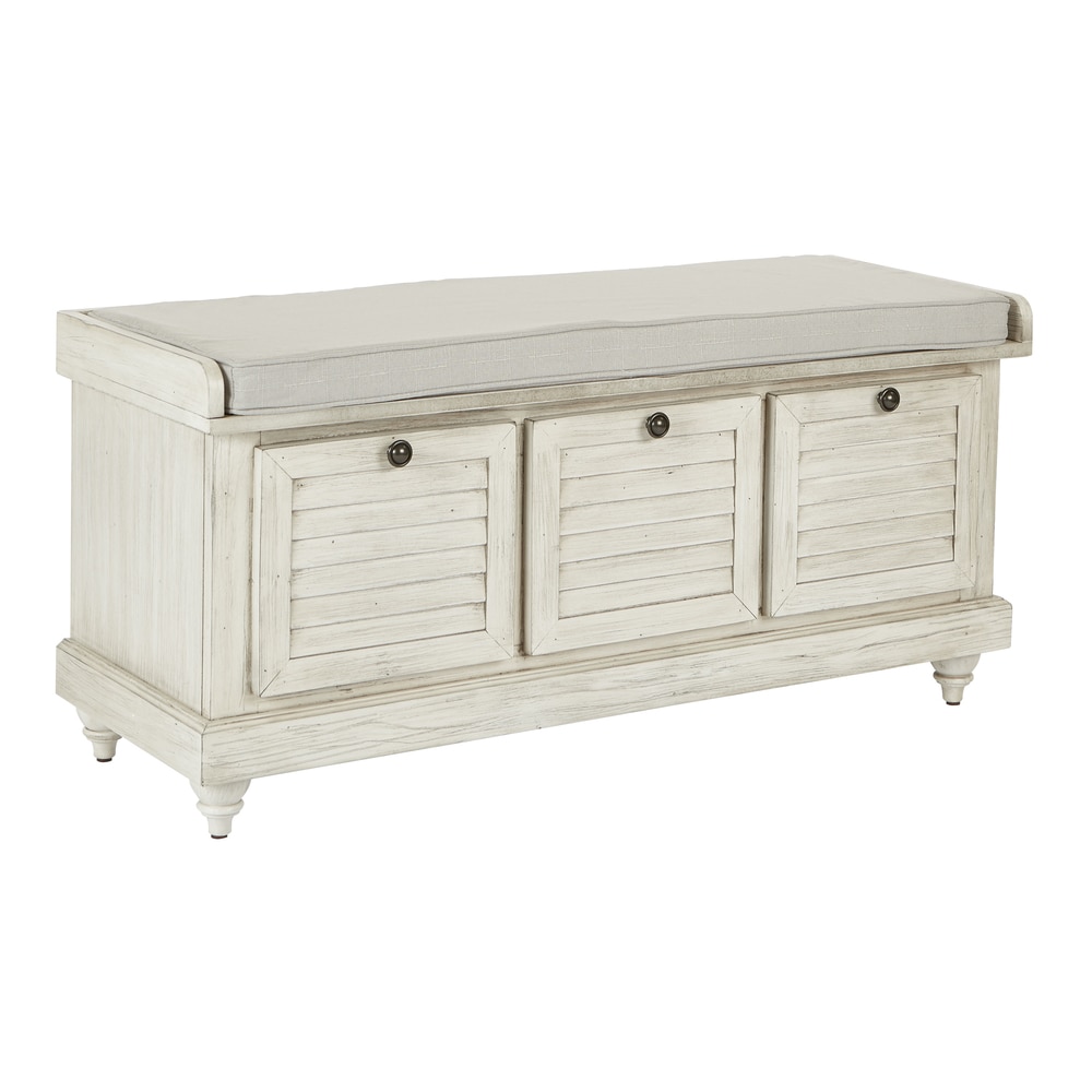 OSP Dover White Wash Entryway Storage Bench