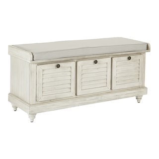 Dover White Wash Entryway Storage Bench