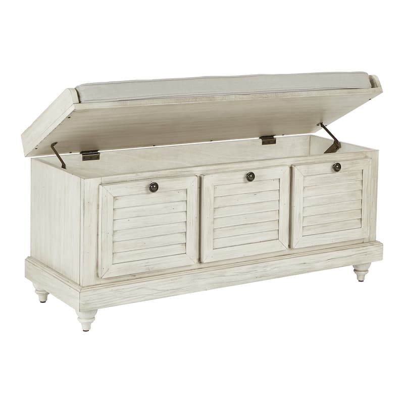 Dover White Wash Entryway Storage Bench