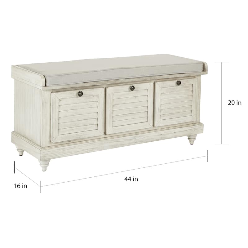 Dover White Wash Entryway Storage Bench
