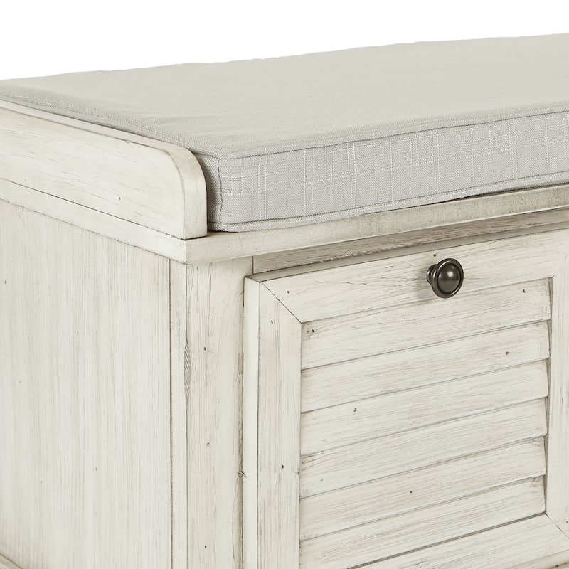 Dover White Wash Entryway Storage Bench