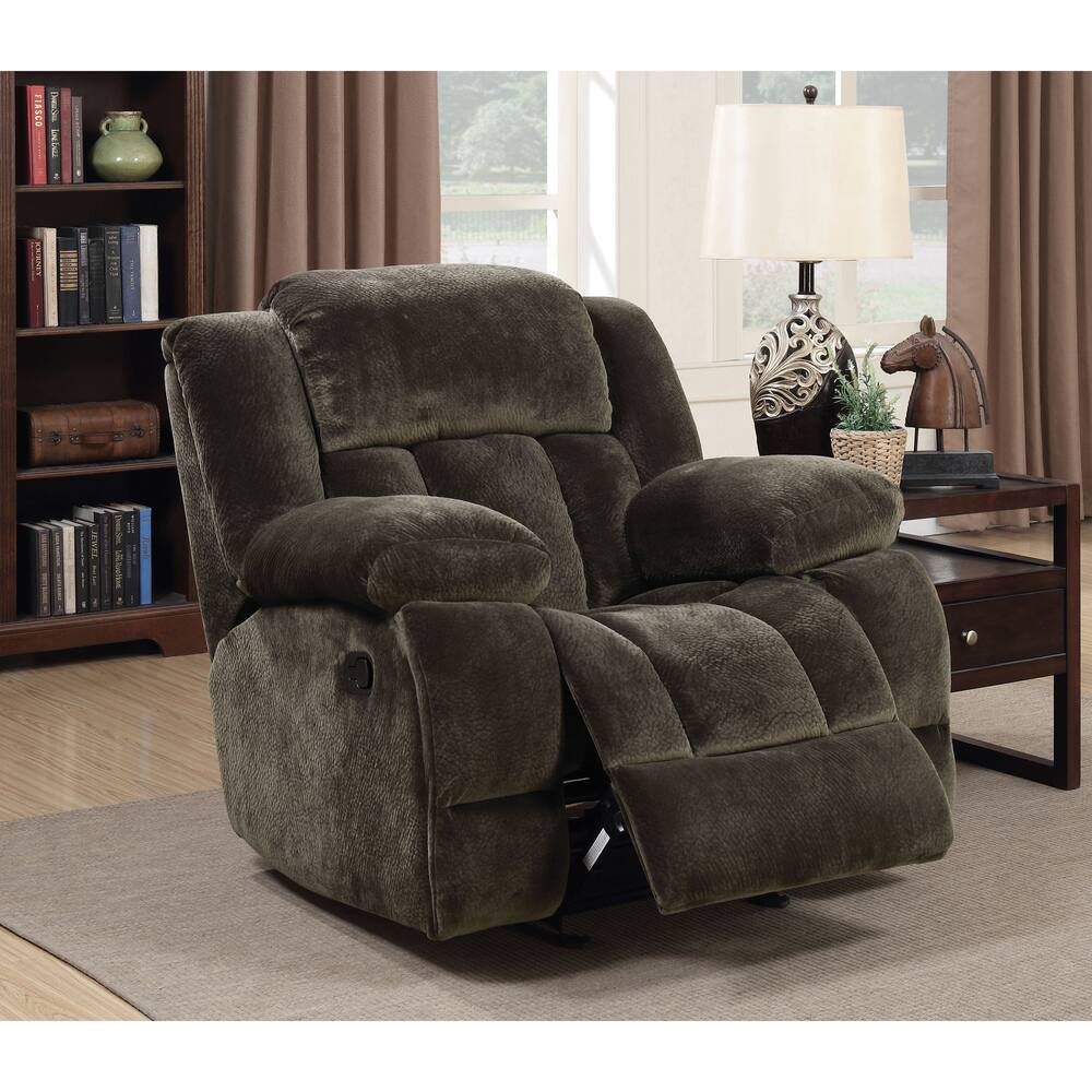 Ric Transitional Brown Fabric Glider Recliner by Furniture of America