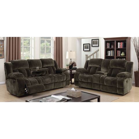 Furniture of America Ric Traditional Brown 3-piece Reclining Sofa Set