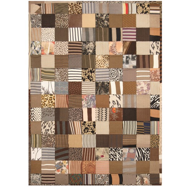 Handmade Memory Foam Cotton Patchwork Rug (India) - 5'4 x 7'6