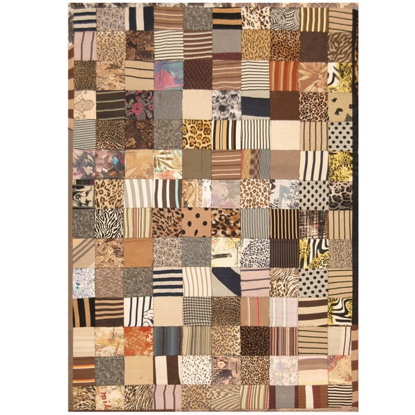 Handmade Memory Foam Cotton Patchwork Rug (India) - 5'4 x 7'6