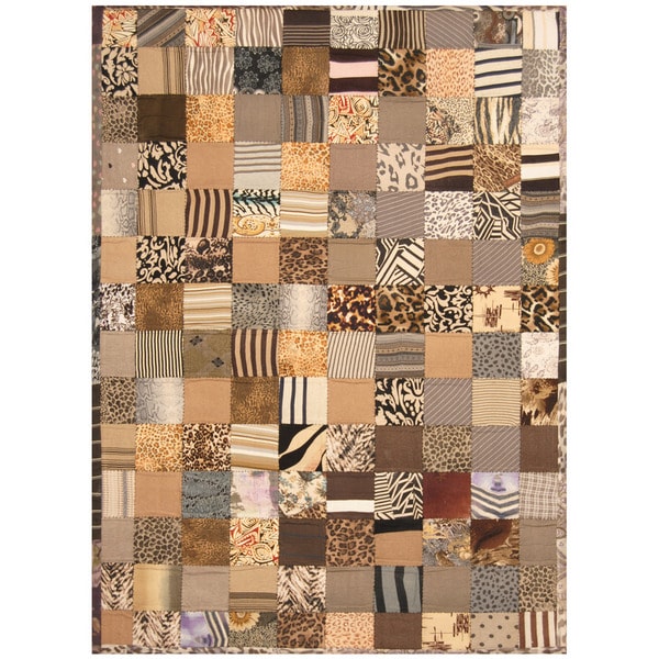 Handmade Memory Foam Cotton Patchwork Rug (India) - 5'4 x 7'6