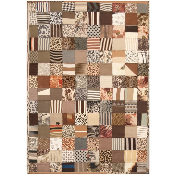 Handmade Memory Foam Cotton Patchwork Rug (India) - 5'4 x 7'6
