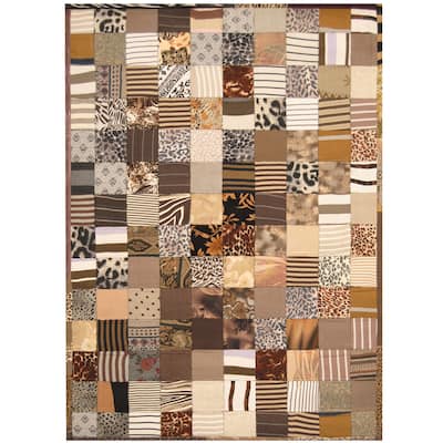 Handmade One-of-a-Kind Memory Foam Cotton Patchwork Rug (India) - 5'4 x 7'6