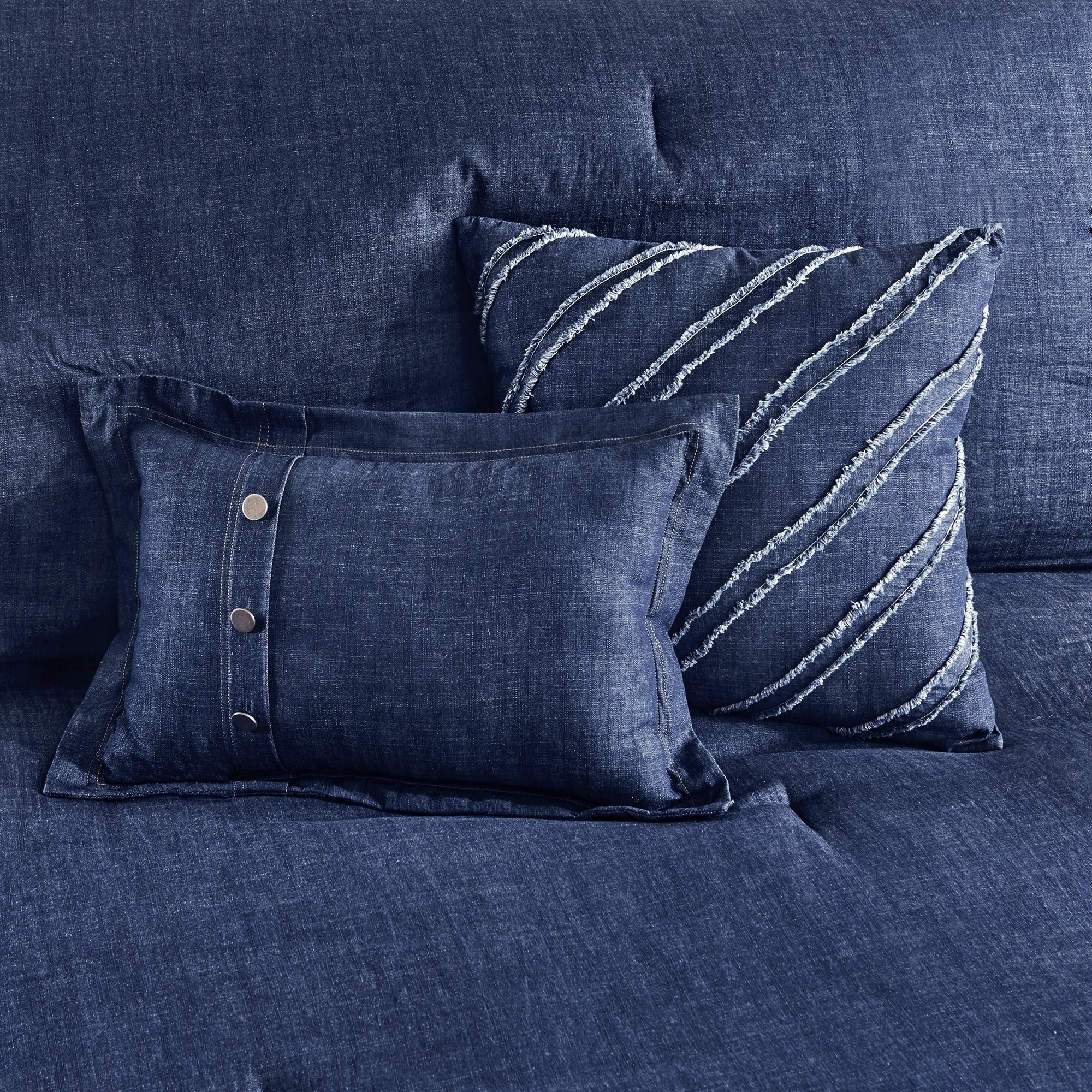 Shop Woolrich Perry Blue Oversized And Overfilled Denim Comforter