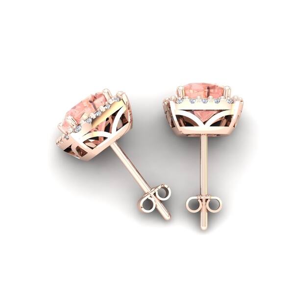 Shop 2 Carat Tgw Cushion Cut Morganite And Halo Diamond Stud