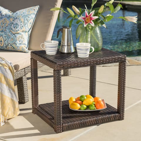 Boracay Outdoor Square Wicker Accent Table by Christopher Knight Home