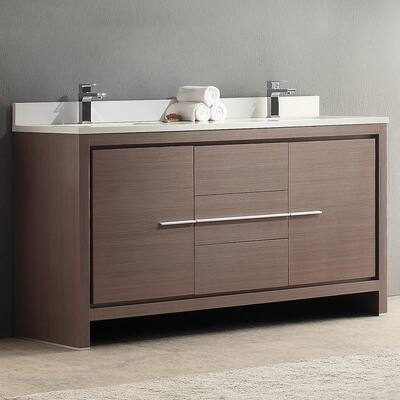 Fresca Allier 60-inch Grey Oak Double Sink Bathroom Cabinet