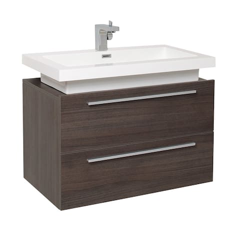 Fresca Medio Grey Oak Modern Bathroom Cabinet w/ Vessel Sink