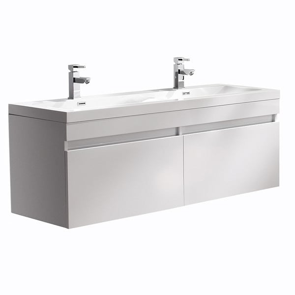 Fresca Largo Modern White Acrylic Metal Bathroom Cabinet