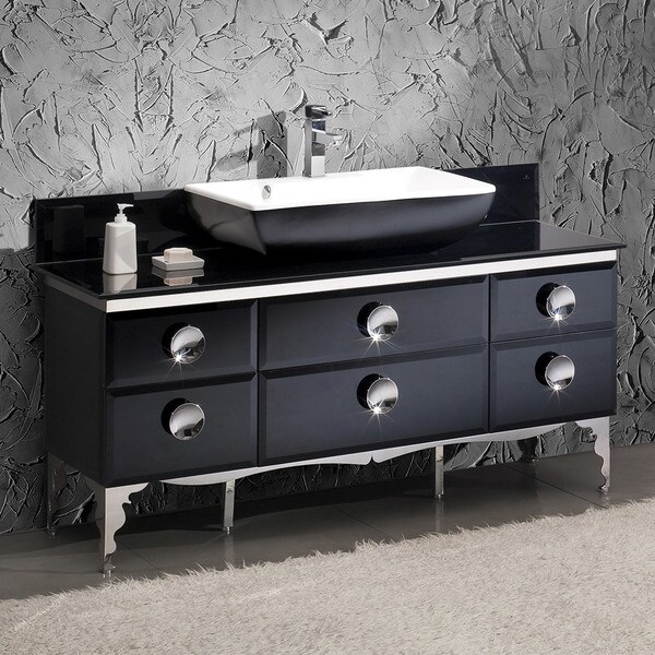 Fresca Moselle 59" Modern Glass Bathroom Cabinet w/ Top & Vessel Sink