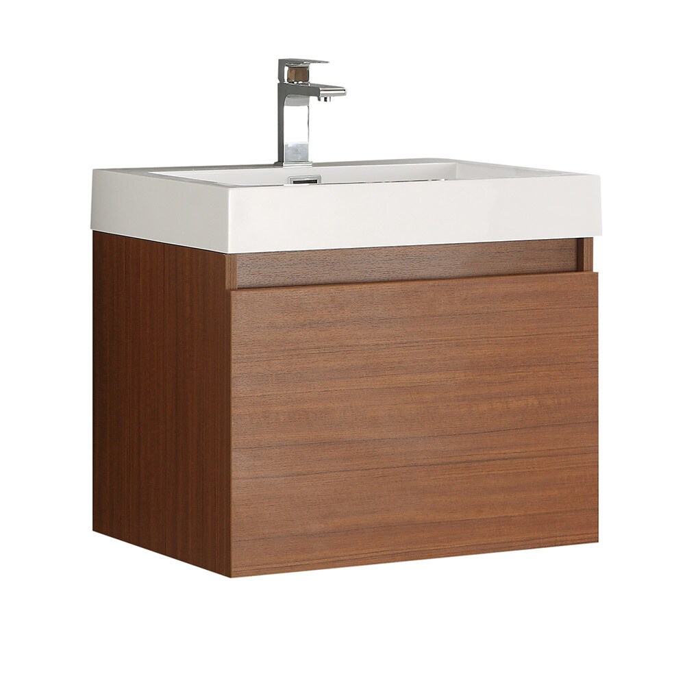 Shop Black Friday Deals On Fresca Nano Teak Modern Bathroom Cabinet W Integrated Sink Overstock 17664832