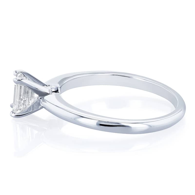 Annello by Kobelli 14k White Gold 1/2 Carat Diamond Solitaire Emerald Cut Engagement Ring