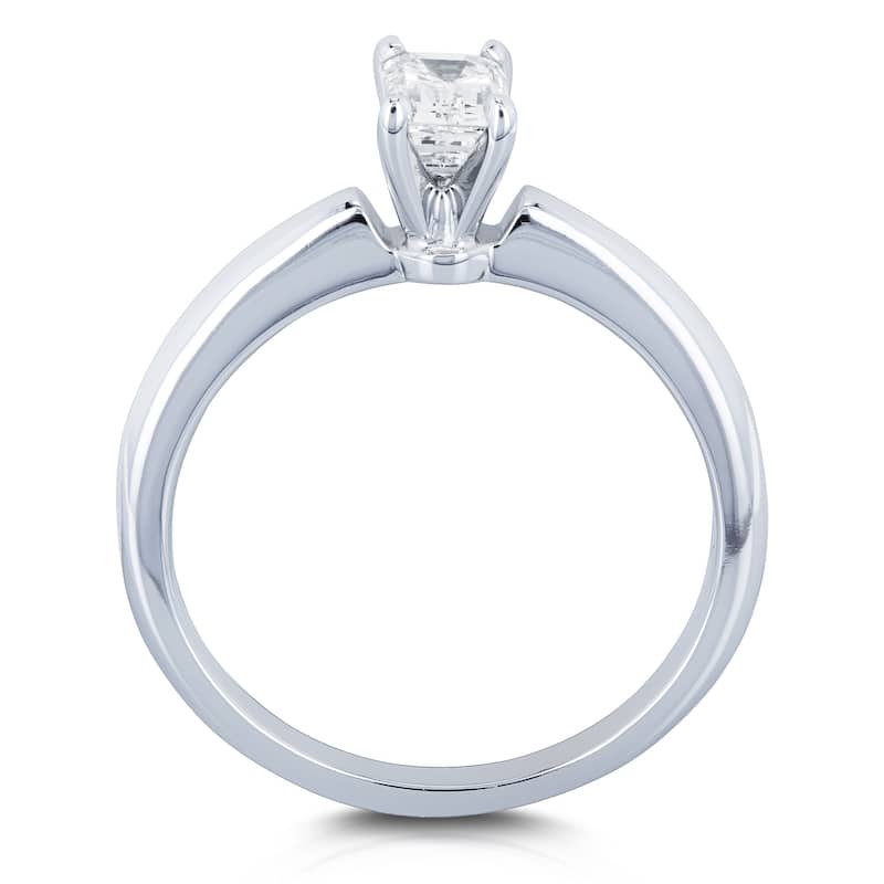 Annello by Kobelli 14k White Gold 1/2 Carat Diamond Solitaire Emerald Cut Engagement Ring