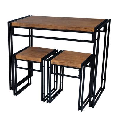 Atlantic Small Urban Dining Table Set - Black; Leveling feet, Durable, Stool Set, Dinner, Breakfast, Lunch, Set