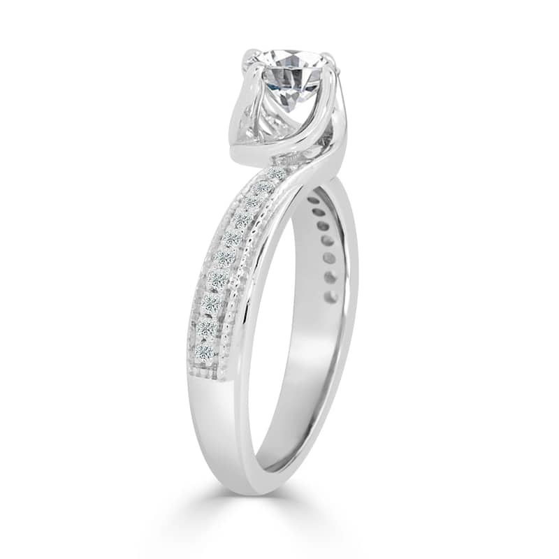 Auriya 3/4ct TDW Round Solitaire Swirl Diamond Engagement Ring 14K Gold