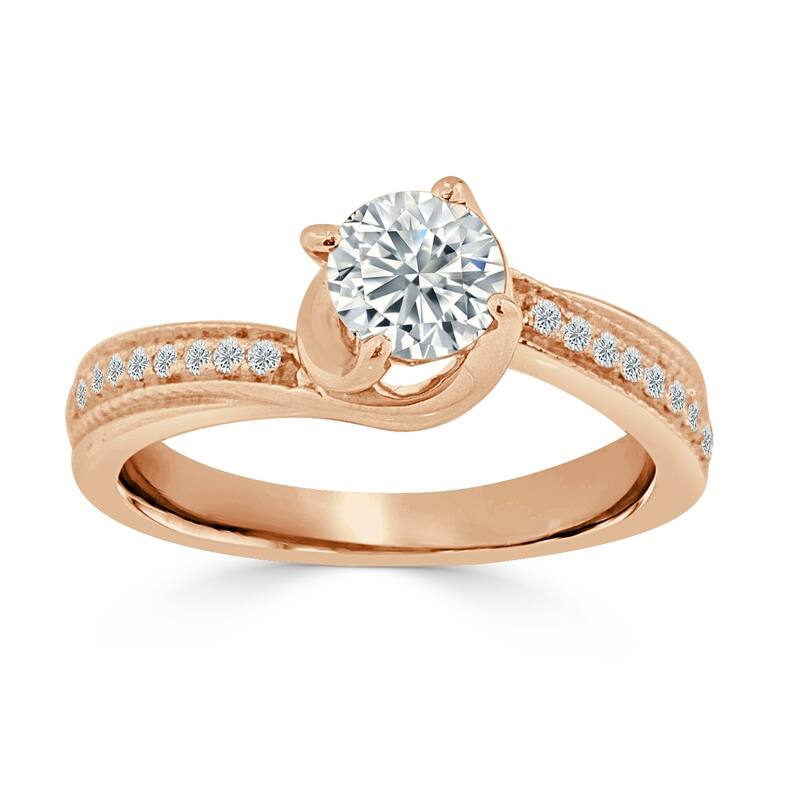 Auriya 3/4ct TDW Round Solitaire Swirl Diamond Engagement Ring 14K Gold