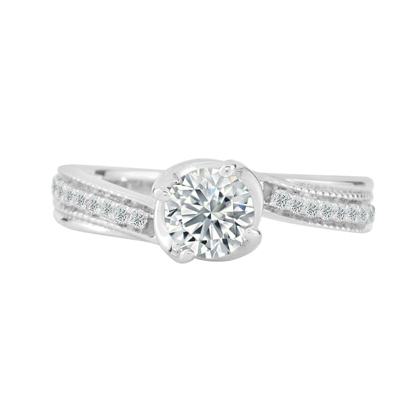 Auriya 3/4ct TDW Round Solitaire Swirl Diamond Engagement Ring 14K Gold
