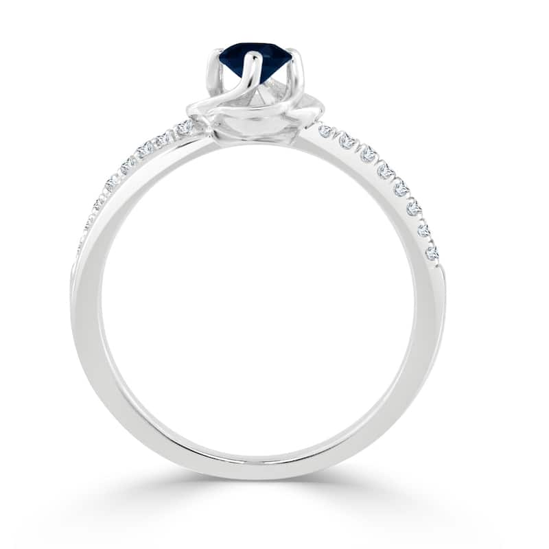 Auriya 14K Gold 1/4ct Blue Sapphire and 1/10ct TDW Diamond Engagement Ring