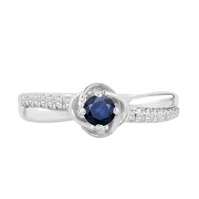 Auriya 14K Gold 1/4ct Blue Sapphire and 1/10ct TDW Diamond Engagement Ring