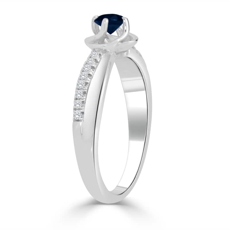 Auriya 14K Gold 1/4ct Blue Sapphire and 1/10ct TDW Diamond Engagement Ring
