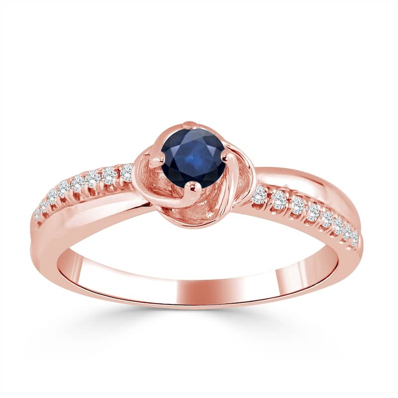 Auriya 14K Gold 1/4ct Blue Sapphire and 1/10ct TDW Diamond Engagement Ring