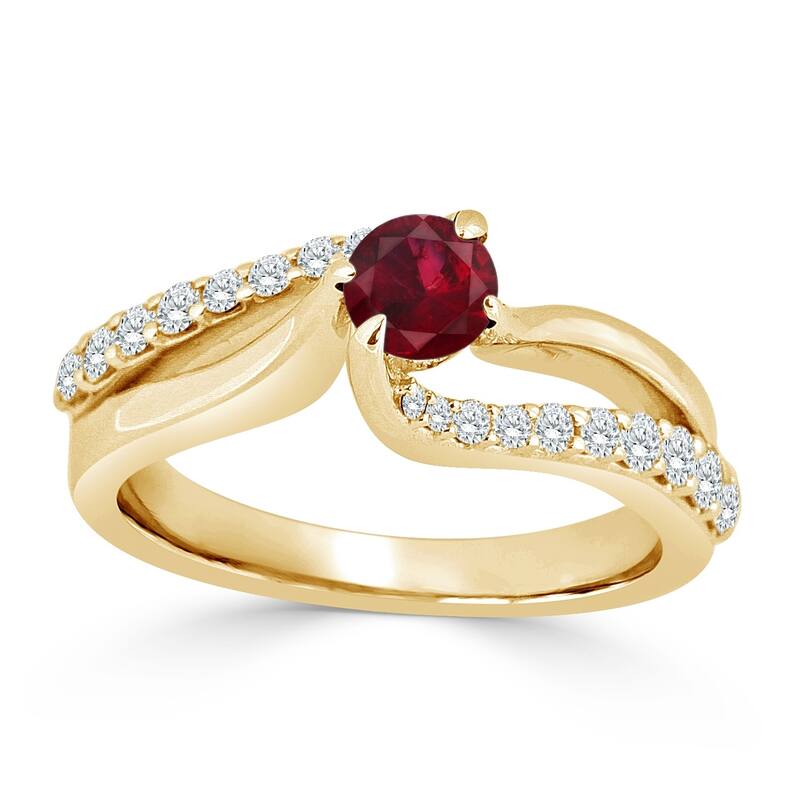 Auriya 14K Gold 1/4ct Ruby and 1/2ct TDW Diamond Engagement Ring (H-I, SI1-SI2) - Red