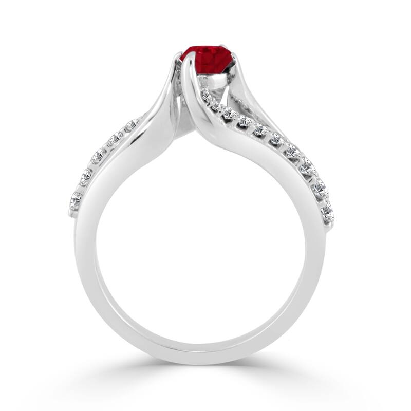 Auriya 14K Gold 1/4ct Ruby and 1/2ct TDW Diamond Engagement Ring (H-I, SI1-SI2) - Red