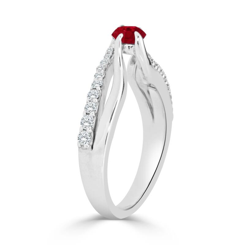 Auriya 14K Gold 1/4ct Ruby and 1/2ct TDW Diamond Engagement Ring (H-I, SI1-SI2) - Red