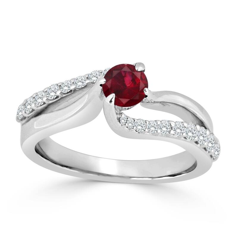 Auriya 14K Gold 1/4ct Ruby and 1/2ct TDW Diamond Engagement Ring (H-I, SI1-SI2) - Red
