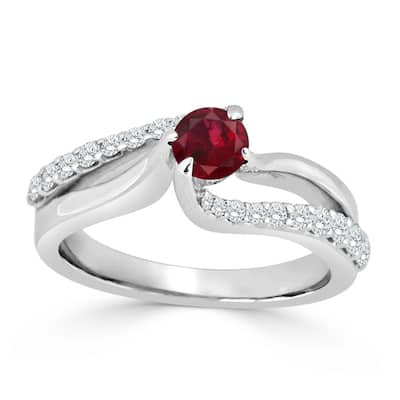 Auriya 14K Gold 1/4ct Ruby and 1/2ct TDW Diamond Engagement Ring (H-I, SI1-SI2) - Red