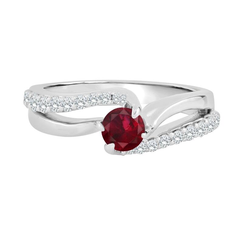 Auriya 14K Gold 1/4ct Ruby and 1/2ct TDW Diamond Engagement Ring (H-I, SI1-SI2) - Red