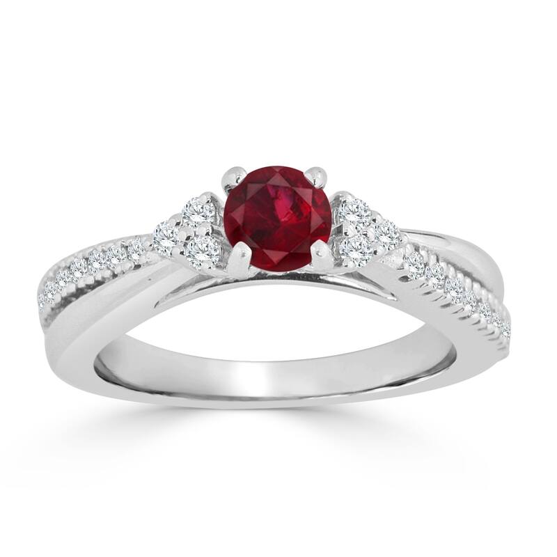 Auriya 1/2ct Ruby and 1/3ctw Diamond Engagement Ring 14K Gold