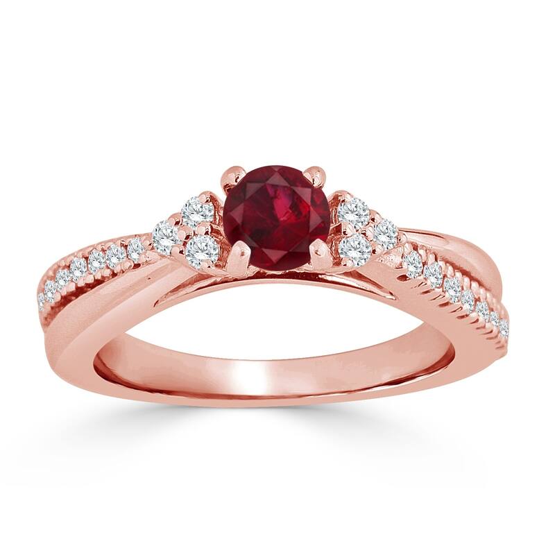 Auriya 1/2ct Ruby and 1/3ctw Diamond Engagement Ring 14K Gold