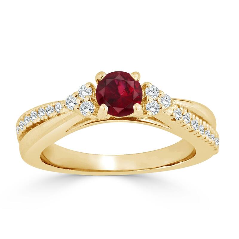 Auriya 1/2ct Ruby and 1/3ctw Diamond Engagement Ring 14K Gold