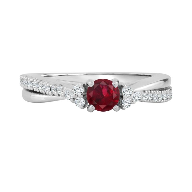 Auriya 1/2ct Ruby and 1/3ctw Diamond Engagement Ring 14K Gold