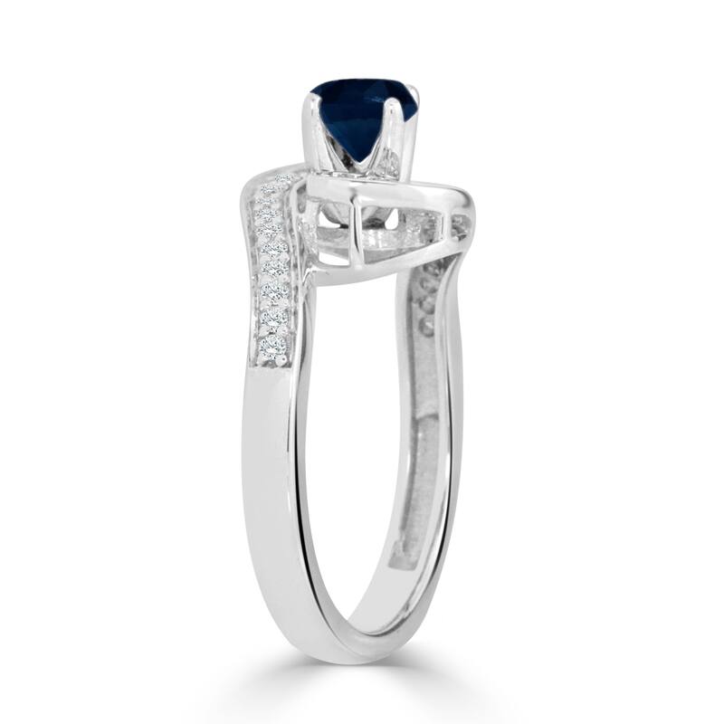 Auriya 14k Gold 1/2ct Modern Blue Sapphire Bypass Halo Diamond Engagement Ring 1/4ctw