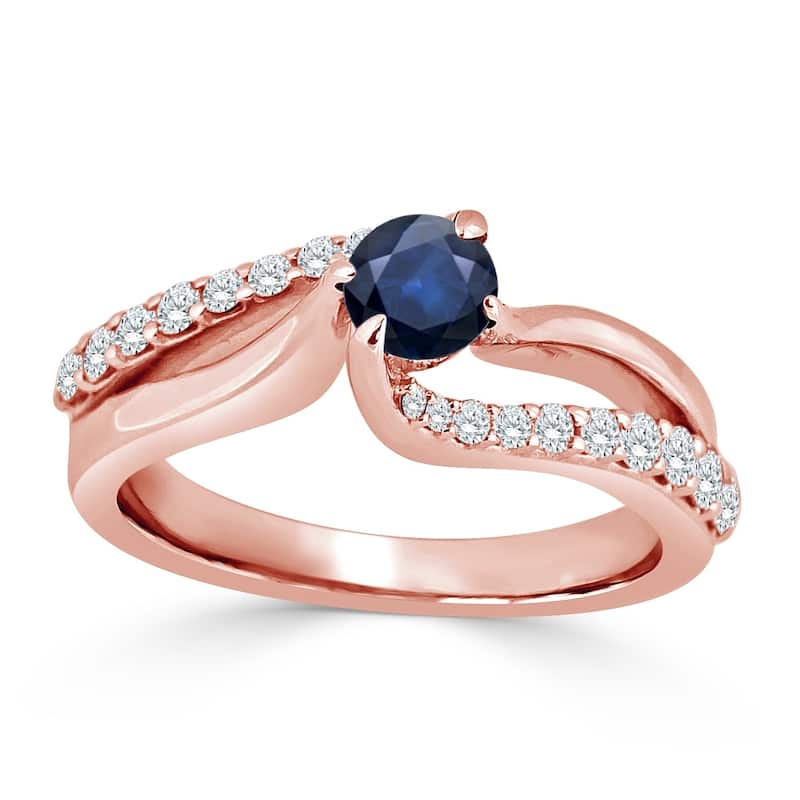 Auriya 14k Gold 1/4ct Blue Sapphire and Diamond Engagement Ring 1/2ctw