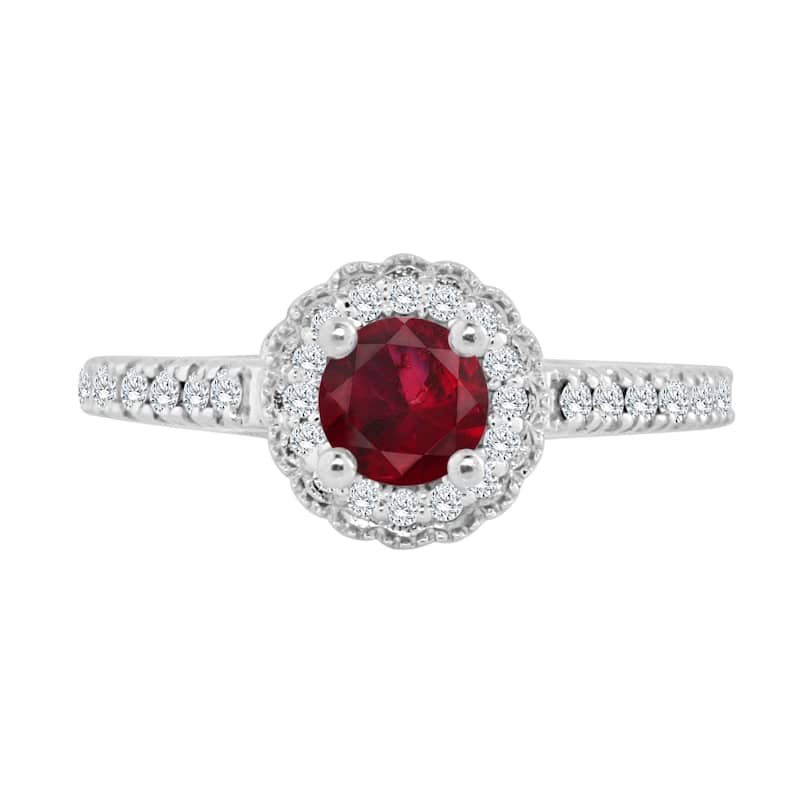 Auriya 1/3ct Ruby and 2/5ct TDW Diamond Halo Engagement Ring 14K Gold