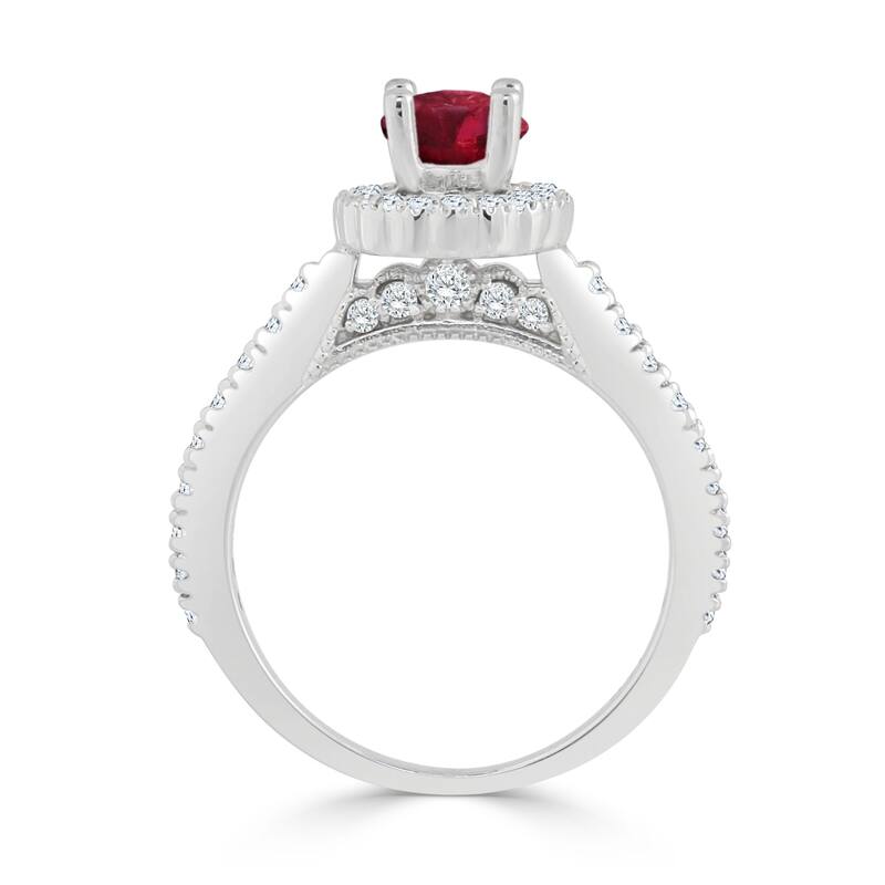 Auriya 1/3ct Ruby and 2/5ct TDW Diamond Halo Engagement Ring 14K Gold