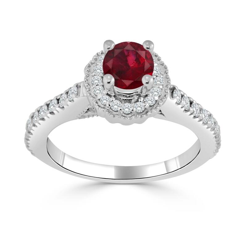 Auriya 1/3ct Ruby and 2/5ct TDW Diamond Halo Engagement Ring 14K Gold