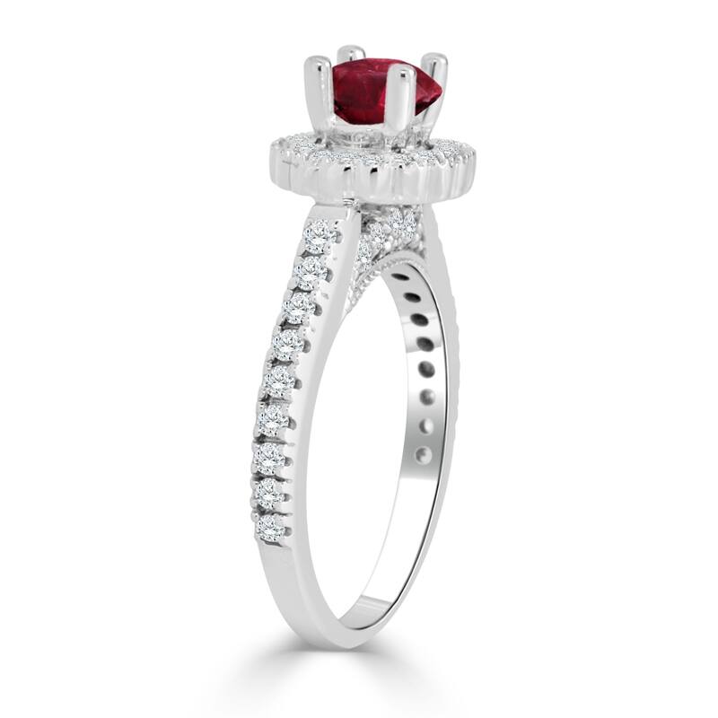 Auriya 1/3ct Ruby and 2/5ct TDW Diamond Halo Engagement Ring 14K Gold