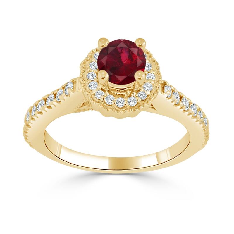 Auriya 1/3ct Ruby and 2/5ct TDW Diamond Halo Engagement Ring 14K Gold